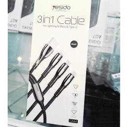 Câble YESIDO CA44 3-en-1 5A — photo fournisseur groupée