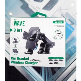 Support voiture WAVE WA-277B 3 en 1 chargeur sans fil 15W — photo fournisseur groupée